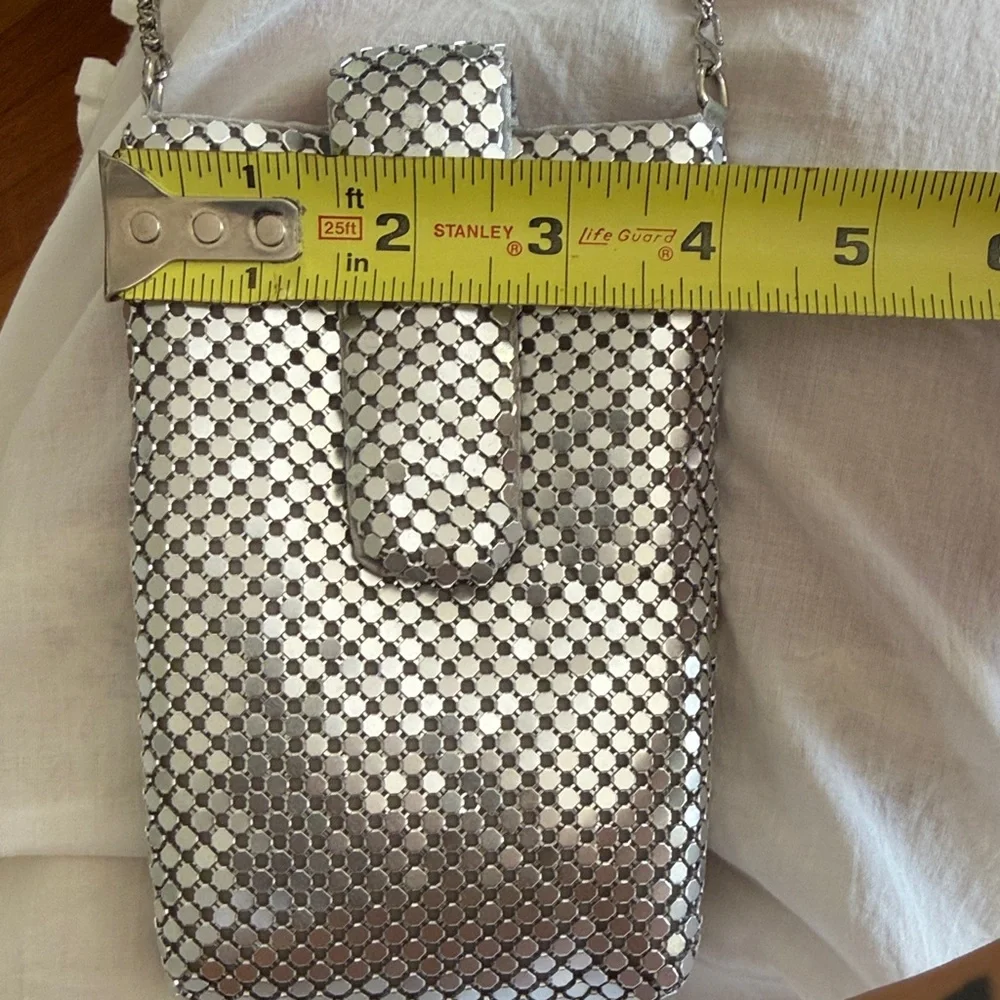 Silver Mesh Crossbody Phone Pouch fits
